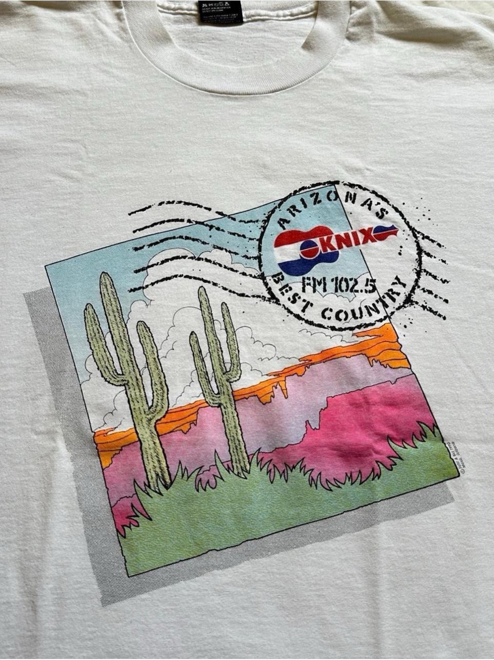 Vintage Desert Graphic Tee with KNIX Radio Logo - White XL - Picture 3 of 6